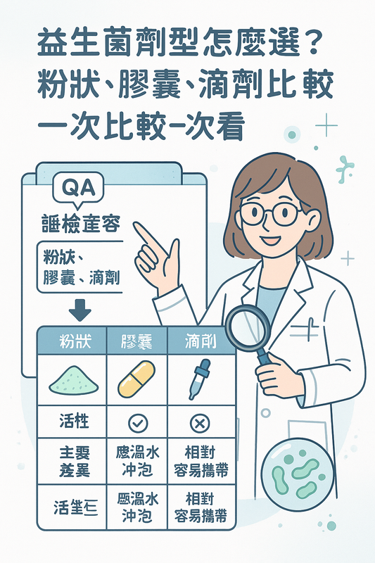 益生菌劑型全解析,粉狀、膠囊與滴劑的差異比較與選擇建議