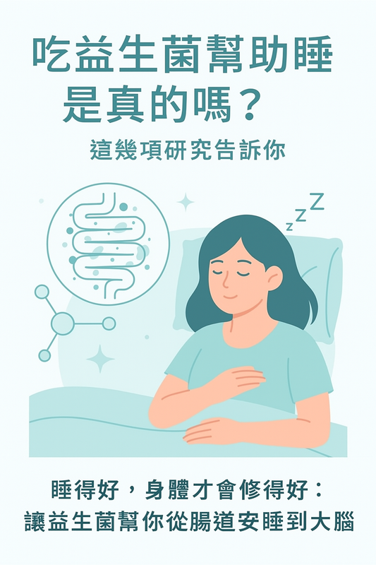 探討益生菌與睡眠品質關聯的主題圖片,說明從腸道健康到睡眠改善的可能性與研究佐證