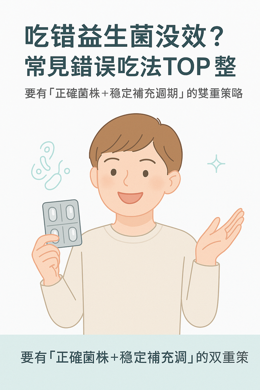 益生菌錯誤吃法整理圖表:時間、飲品、益生元搭配與服用週期一次看懂
